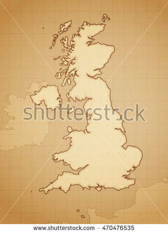 338x470 United Kingdom Map Drawn On Aged Paper Vector Illustration