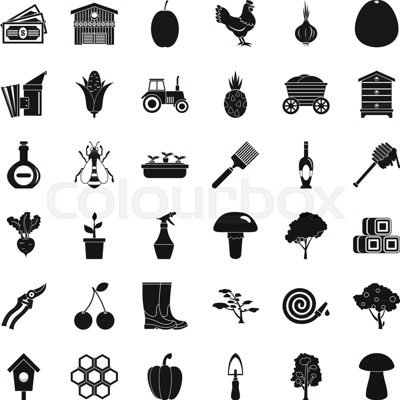 800x800 Agriculture Icons Set. Simple Style Of 36 Agriculture Vector Icons