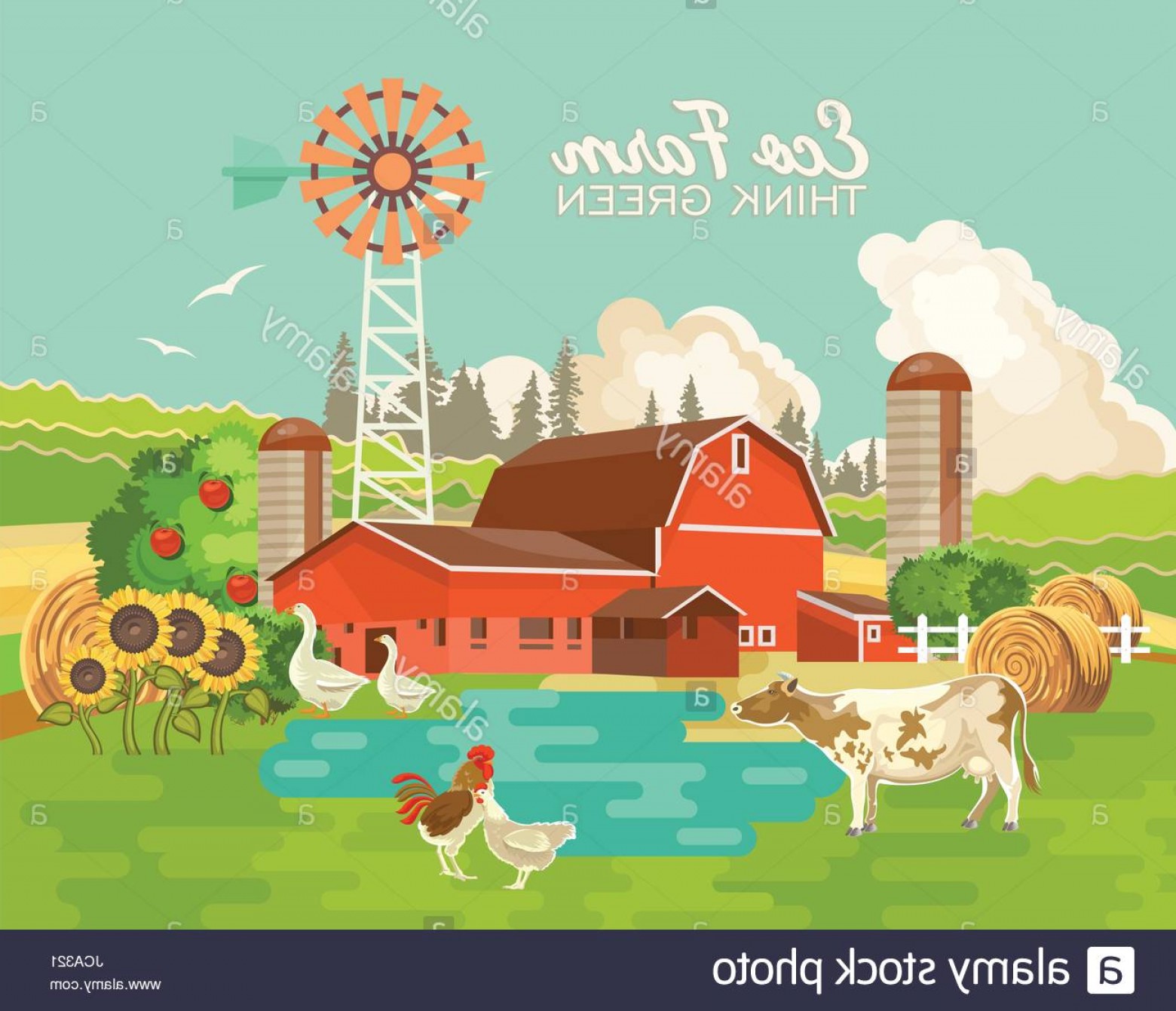 1560x1341 Stock Photo Farm Rural Landscape Agriculture Vector Illustration