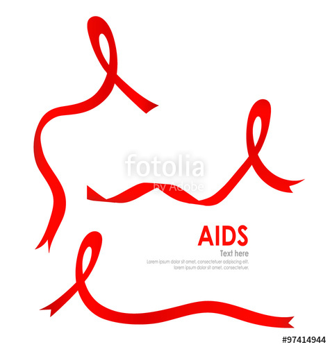 475x500 Aids Awareness Red Heart Ribbon On White Background. Vector Illu