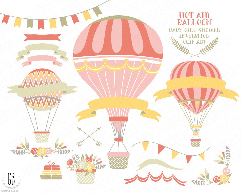1024x819 Vintage Hot Air Balloons Vector Flower Basket Floral Etsy