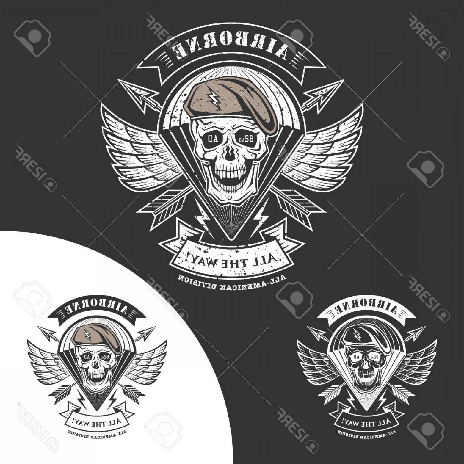 1560x1560 Photostock Vector Airborne Emblem With Skull Arrows Wings And