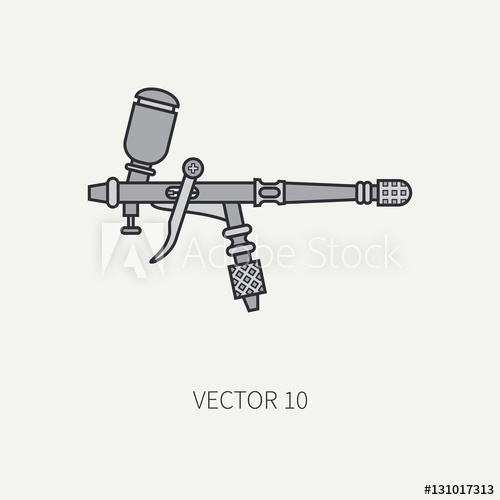500x500 Line Flat Color Vector Icon Of Drawing Instruments For Aerography