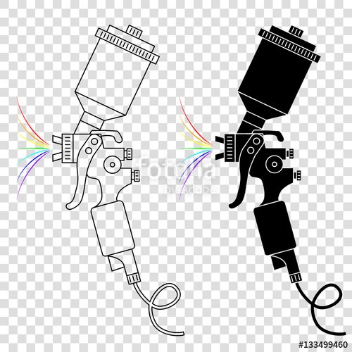 500x500 Spray Gun. Vector Silhouettes Isolated On Background. Stock Image