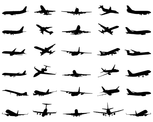 500x400 Silhouette Aircraft Set Vector 01 Free Download