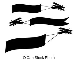 252x194 Airplane Banners. Vector Illustrations Of Airplanes In Flight Banners.