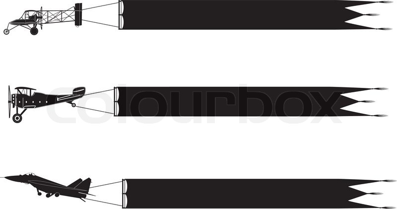 800x421 Airplane Silhouette With Banners Stock Vector Colourbox