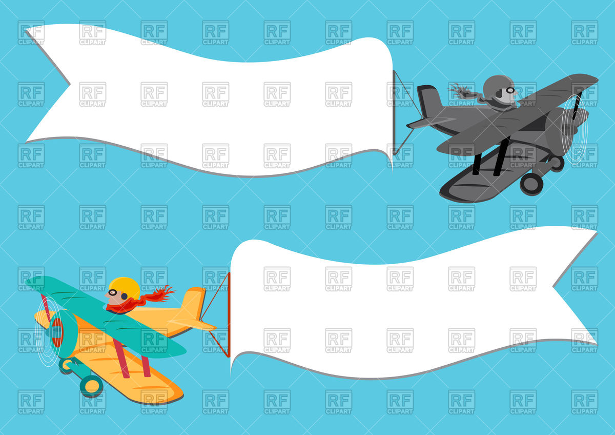 1200x848 Flying Vintage Plane With Banner Vector Image Vector Artwork Of
