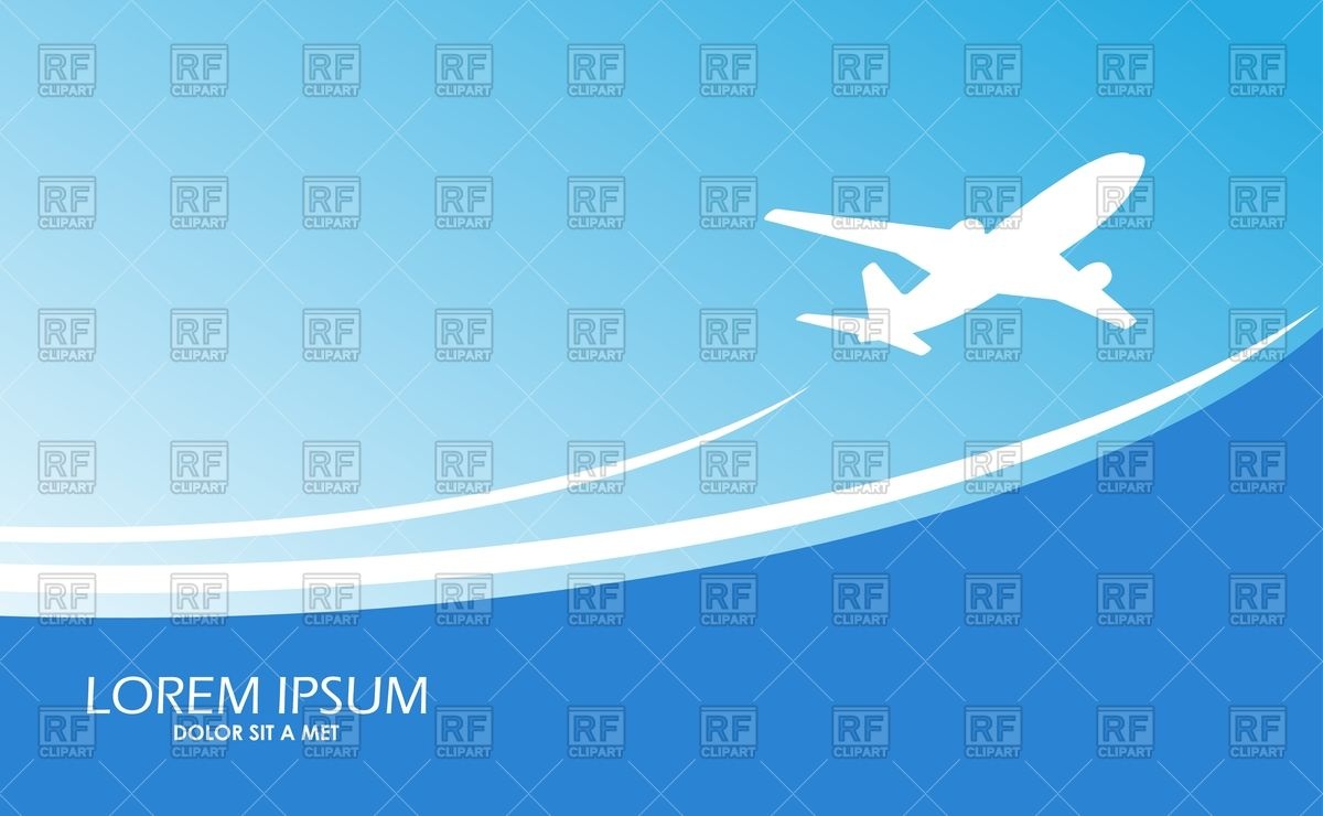 1200x740 Blue Background With Silhouette Flying Airplane Vector Image