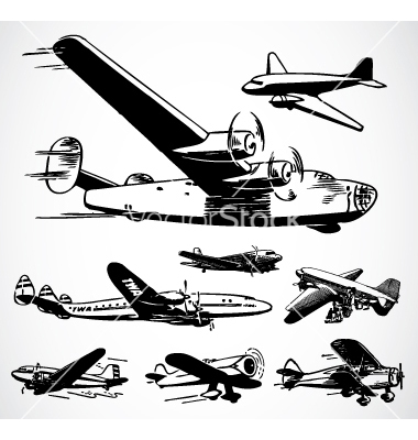 380x400 Drawn Airplane Vector Vintage