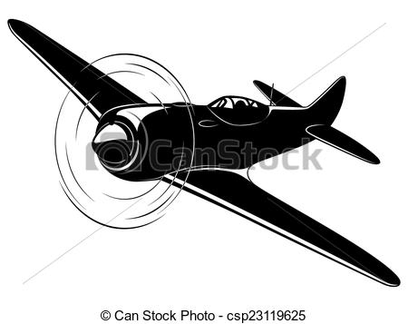 450x357 Vector Airplane. Vector Silhouette Of The Old Fighter Plane.