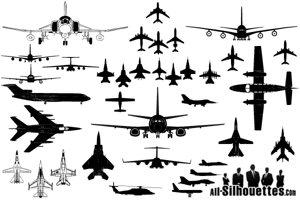 600x400 Aeroplane Vector Silhouette 123freevectors
