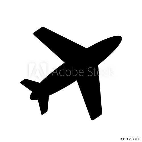 500x500 Airplane Vector Icon Black, Fly, Transport