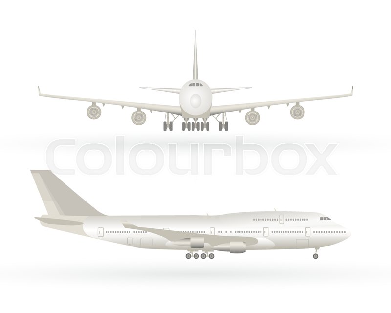800x640 Big Commercial Jet Airplane. Airplane In Profile, From The Front