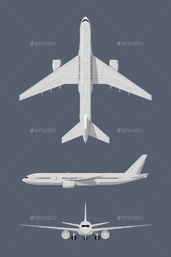 590x885 Different Sides Of Modern Airplane. Vector By Onyxprj Graphicriver