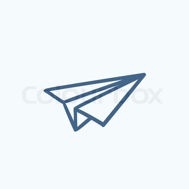 800x800 Paper Airplane Vector Sketch Icon Isolated On Background. Hand