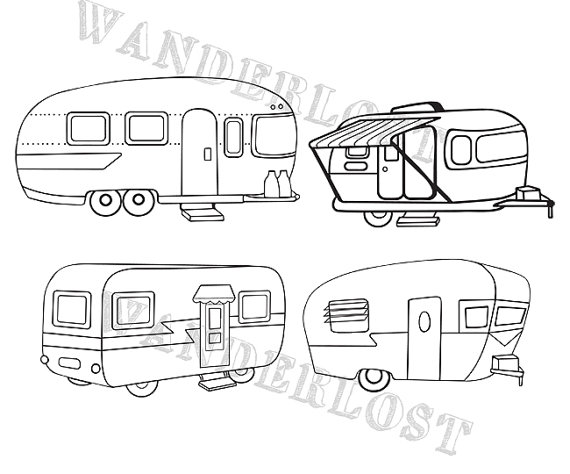 570x474 Vintage Campers Airstream Shasta Trailer Clip Art Vector Graphic