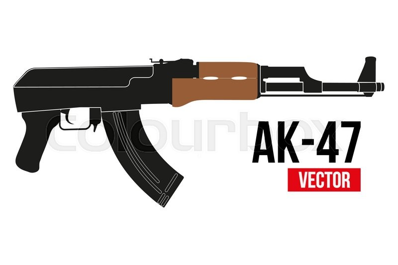 800x533 Russian Automatic Machine Rifle Ak 47 In Flat Silhouette Style