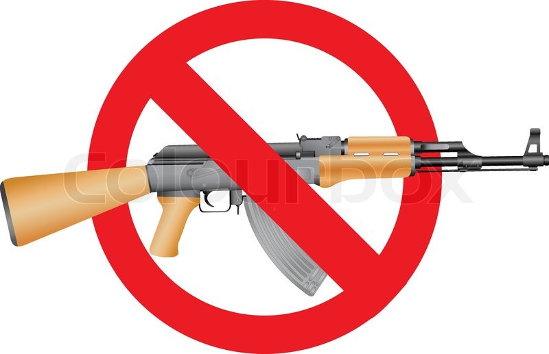 800x517 Ak 47 And The Interdiction Symbol On The White Background Stock