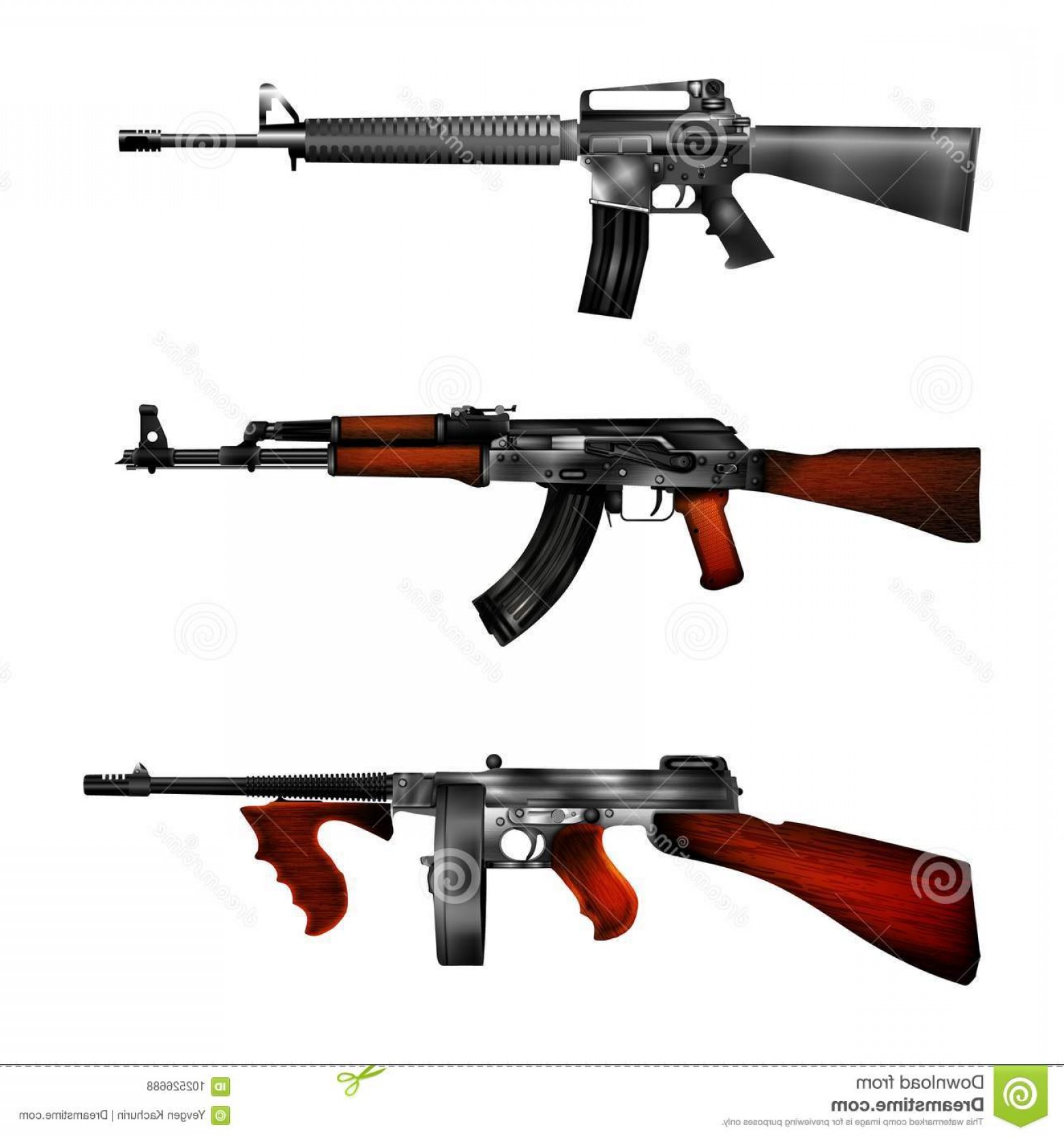 1560x1668 Automatic Weapons Realistic Vector American Rifle M Russian Ak
