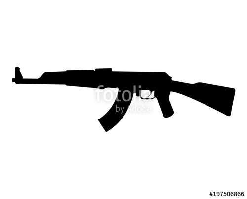 500x403 Ak 47 Rifle Silhouette, Isolated On White Background Stock Image