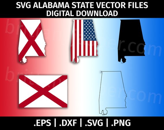 570x453 Alabama State Flag Svg Vector Clip Art Cutting Files For Etsy