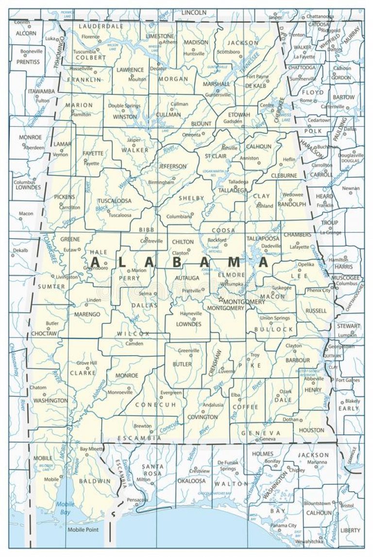 768x1146 Alabama State Map Stock Vector Illustration Of Outline Regarding