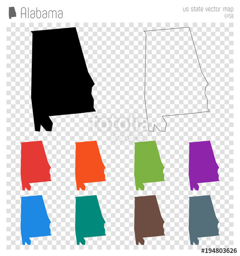 469x500 Alabama High Detailed Map. Us State Silhouette Icon. Isolated