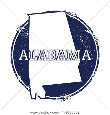 450x470 Alabama Vector Map. Grunge Rubber Stamp With The Name And Map Of