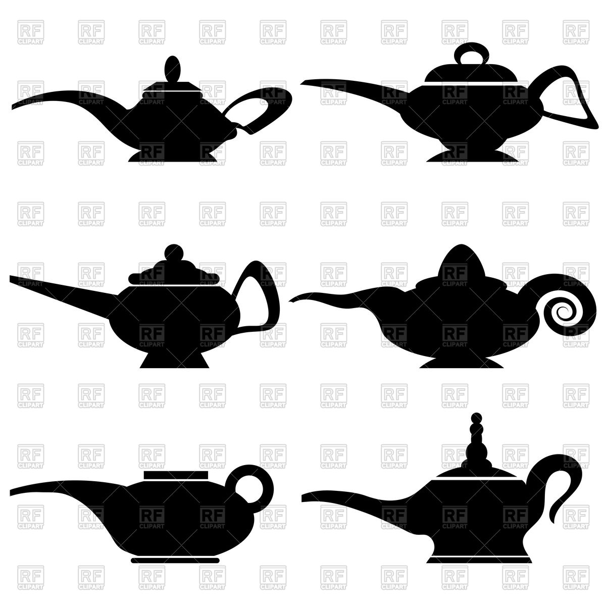 1200x1200 Silhouettes Of Lamps Of Aladdin Vector Image Vector Artwork Of