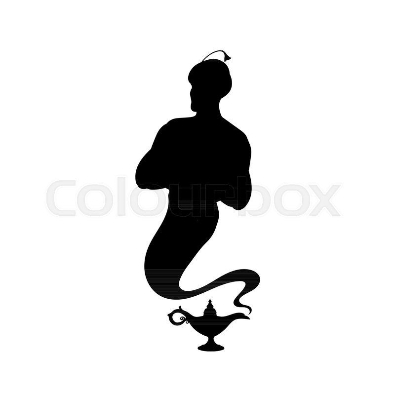 800x800 Genie Aladdin Tale Silhouette Lamp. Vector Illustration. Stock