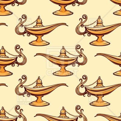 400x400 Seamless Pattern With Golden Magic Aladdin Lamp Vector Image