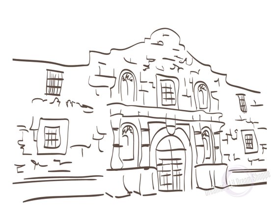 570x440 Remember The Alamo Vector Line Art Illustration Instant