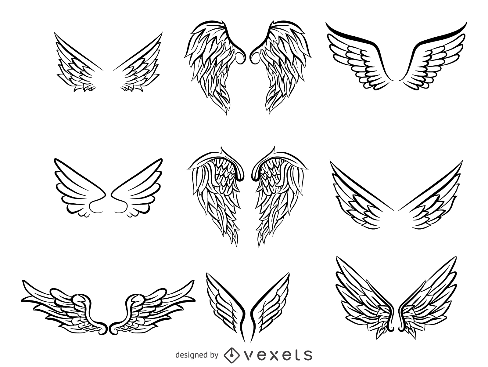 1600x1202 Sketchy Wings Pack Vector