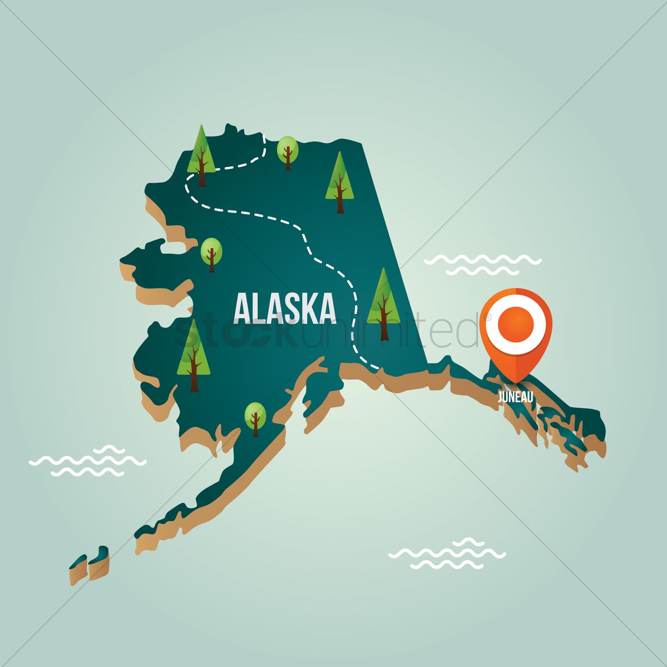 1300x1300 Alaska Map With Capital City Vector Image