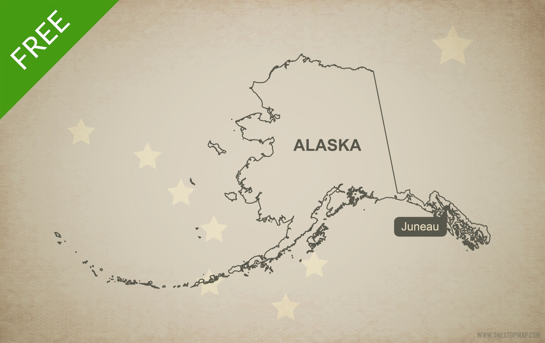 1800x1131 Free Vector Map Of Alaska Outline One Stop Map