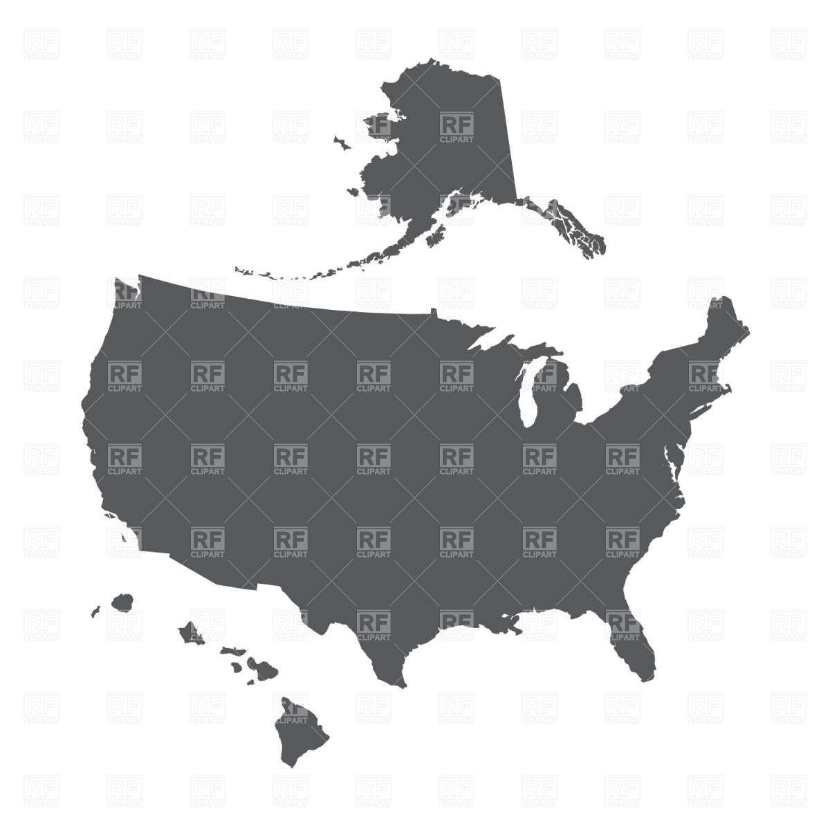 1200x1200 Usa Map Outline With Alaska And Hawaii Vector Image Vector