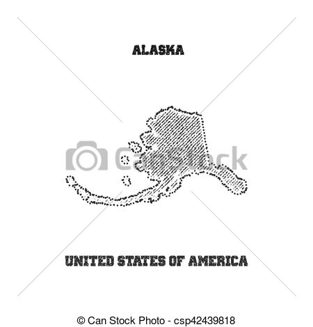 450x470 Label With Map Of Alaska. Vector Illustration.