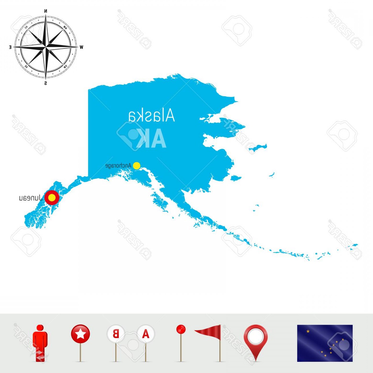 1560x1560 Photostock Vector Alaska Vector Map Isolated On White Background