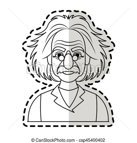 450x470 Albert Einstein Icon Image Sticker Vector Illustration Design.
