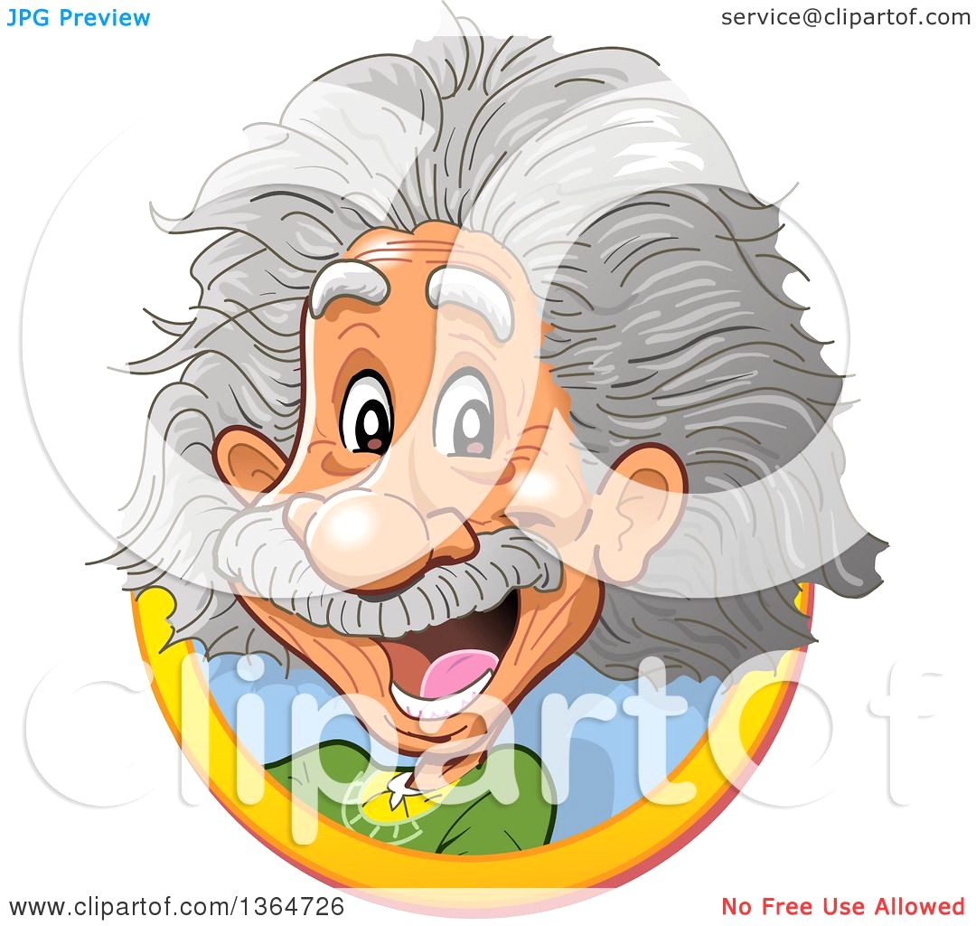 1080x1024 Clipart Of A Cartoon Happy Albert Einstein Vignette Royalty Free