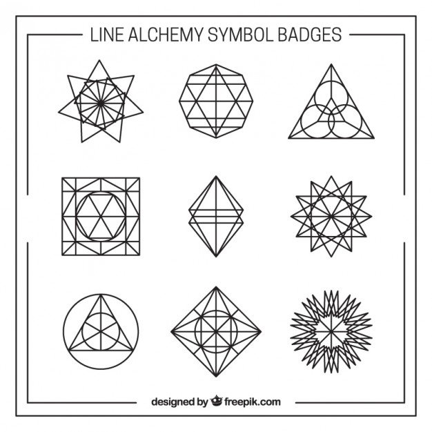 626x626 Line Alchemy Symbol Badges Vector Free Download