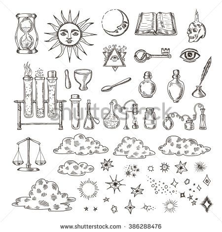 450x470 Set Of Trendy Vector Alchemy Symbols Collection Isolated On White