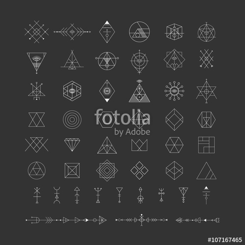 500x500 Set Of Vector Trendy Geometric Icons. Alchemy Symbols Collection