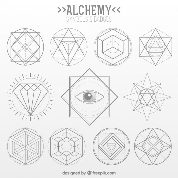 626x626 Vector ] Collection Of Alchemy Symbol In Linear Style Free