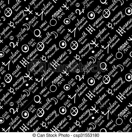 450x470 Vector Geometric Pattern With Alchemy Symbols, Shapes, Planets