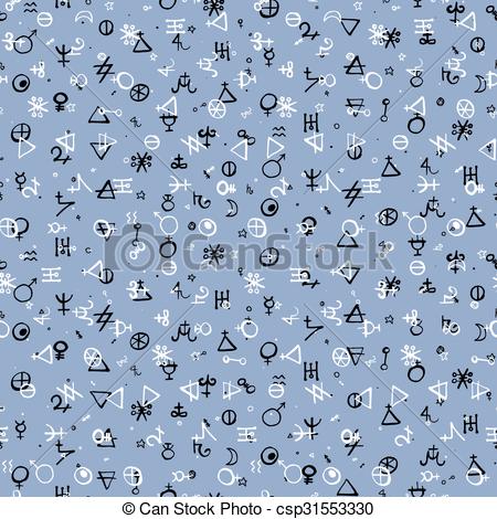 450x470 Vector Geometric Pattern With Alchemy Symbols, Shapes And Planets