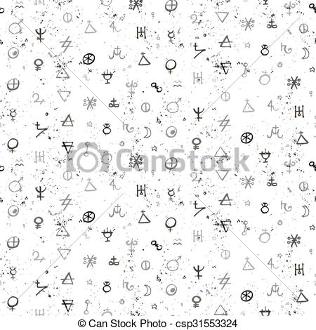 450x470 Vector Geometric Pattern With Alchemy Symbols And Shapes In Small