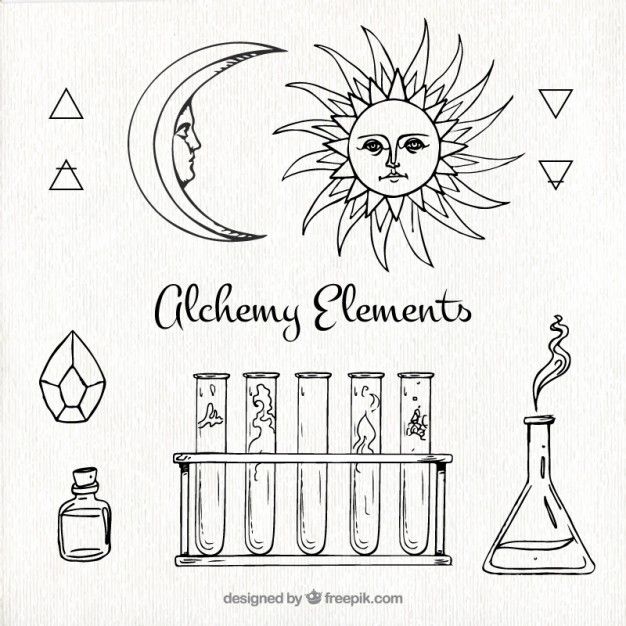 626x626 Hand Drawn Alchemy Elements Collection Free Vector Vectors