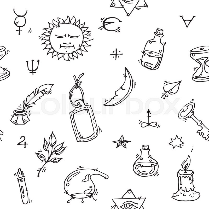800x800 Pattern Of Trendy Vector Alchemy Symbols Collection On White